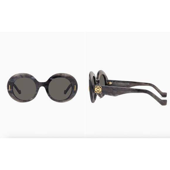 LOEWE Anagram 50MM Oval Sunglasses in Grey Black Horn $420 main image 5
